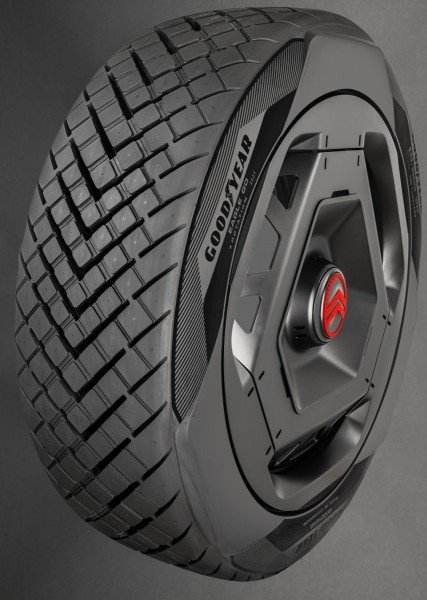 Detalhe do sensor e da tecnologia do pneu conceito Goodyear Eagle GO